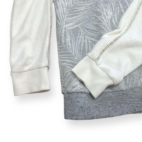 SCOTCH & SODA MAISON SCOTCH Palm Print Sweater Sweatshirt Relaxed Gray White 4 - Picture 7 of 13